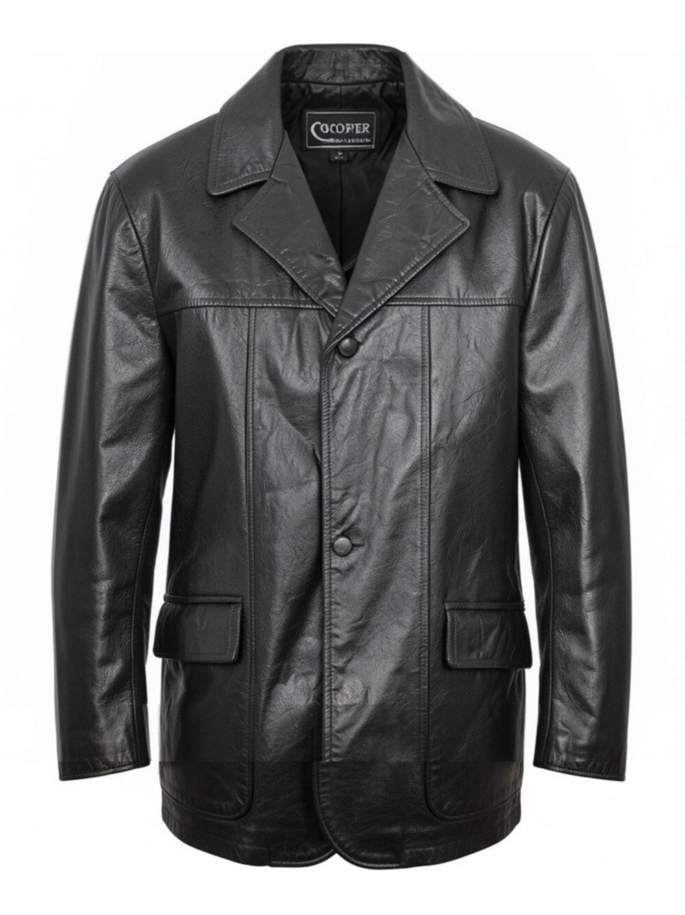 Cooper Vintage Men’s Black Genuine Leather with Inner Vest Jacket Size 42